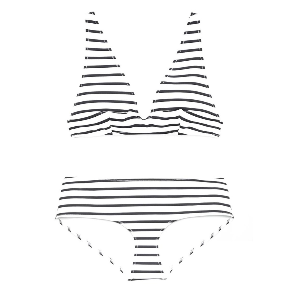 NWT COS Navy White Bikini Top Bottom M Stripe Swim 8 Solid and Stripes